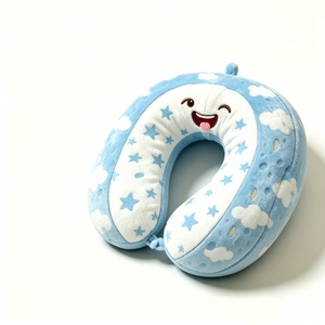 Plush <b>neck</b> pillow, star cloud U pillow, blue kids travel pillow, cartoon sky <b>neck</b> rest, soft airplane <b>cushion</b>, toddler nap - Product Image 4