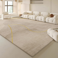 Grands tapis d'intérieur neutres nordiques en crème, tapis rayé minimaliste imprimé en 3D pour salon