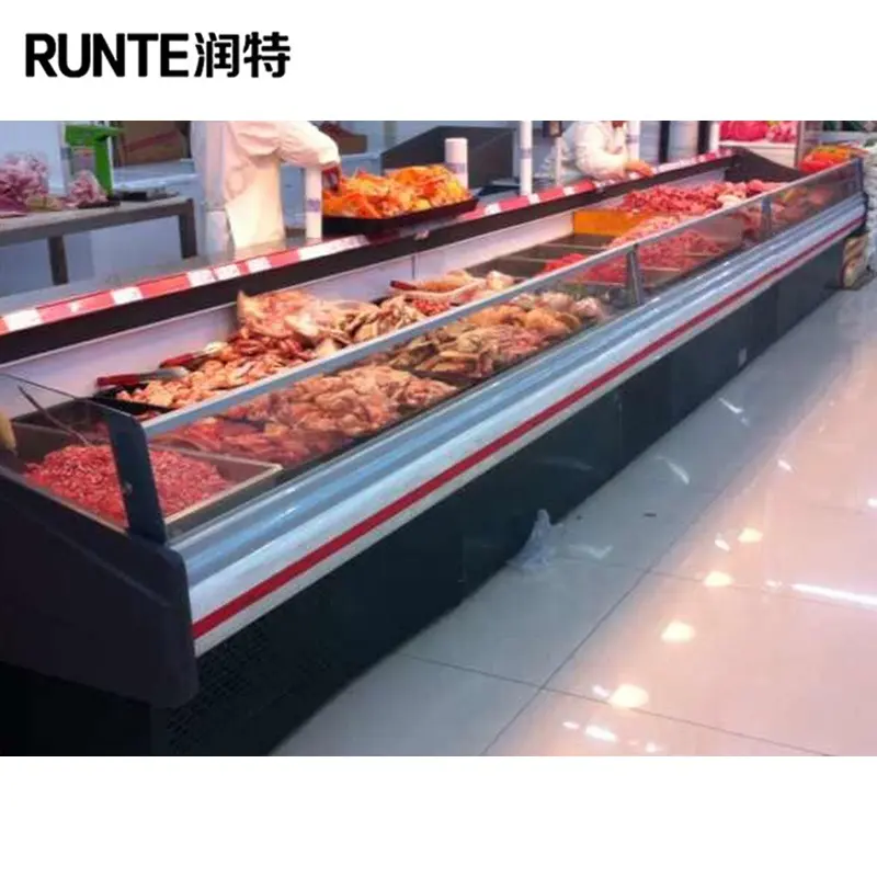 RUNTE-congelador de exhibición para supermercado, refrigerador industrial para carne, refrigeración comercial