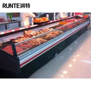 Rinte Supermarket Display Freezer Komersial Lemari Kaca Daging Kulkas Industri untuk Daging