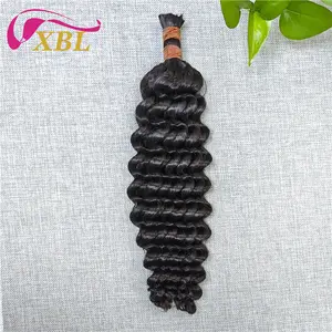 XBL hair factory deep wave bulk braiding human hair extension wholesale virgin cuticle aligned bulk human hair for braiding