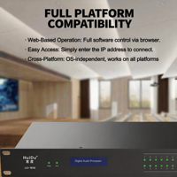 Processeur audio DSP 8x8, distributeur matriciel, AEC, AFC, AGC, ANS, Automixeur, contrôle web USB, système de salle de conférence, 24 bits AD/DA, 3 ms