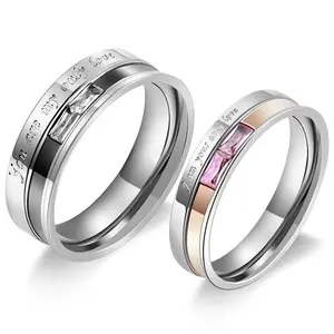 情人饰品你是我唯一的爱有意义的爱粉色锆石戒指不锈钢时尚饰品2023