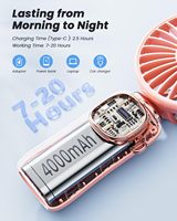 Ventilateur portable OEM en plastique avec affichage LED 5 vitesses, faible bruit, base pliable, alimentation USB, idéal pour le maquillage féminin et l'utilisation en camping-car