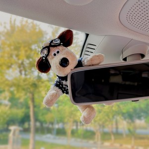 Ornement de rétroviseur en peluche sur le thème du chien, décoration de voiture en tissu de dessin animé, accessoire d'intérieur pour femmes - Product Image 5