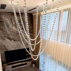 Lustre long en forme de collier de boules de cristal, design nordique, pour escalier, salle à manger, villa, par BGST Art Decor Designer - Product Image 5