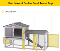 Cage à lapins et poulailler en bois, durable, pour intérieur/extérieur, avec plateau en plastique plus profond (Gris02-Un ensemble)