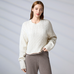 Custom LOGO Long Sleeve Knitwear Ladies Oversized <b>Jumper</b> Winter Knitted Top Women Cable <b>Pullover</b> Sweater - Product Image 1