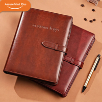 Libreta Personalizada Vintage Recargable con Anillas, Cubierta de Cuero PU/PVC, Cierre Magnético con Hebilla, para Oficina, Regalo Corporativo