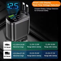 Chargeur de voiture rétractable en gros 4-en-1 à charge rapide USB-C, chargeurs de voiture multiport de voyage à charge rapide avec câble long