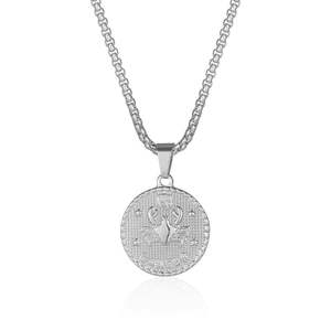 Collar <span class=keywords><strong>de</strong></span> Cadena <span class=keywords><strong>de</strong></span> Acero Inoxidable con Signo del Zodiaco, Chapado en Oro, Colgante <span class=keywords><strong>de</strong></span> Moneda <span class=keywords><strong>de</strong></span> 12 Constelaciones, para Fiestas, Bodas, Horóscopo - Product Image 6