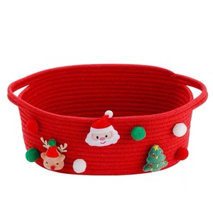 Christmas <b>Storage</b> <b>Basket</b> Round 10-20L Handmade Toy Organizer Woven <b>Basket</b> For Gift Candy Wine <b>Storage</b> - Product Image 2