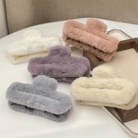 Yi sucre hiver chaud grande pince à cheveux pince à cheveux élégante en peluche requin pince à cheveux pour cheveux épais femmes