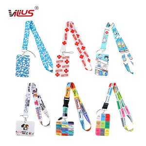 Tùy Chỉnh Phim Hoạt Hình Cổ Dây Buộc Dễ Thương Vui ID Huy Hiệu Chủ Với Móc <span class=keywords><strong>Polyester</strong></span> Chất Liệu Keychain Chủ Thẻ Quà Tặng Cho Guys Cô Gái - Product Image 1