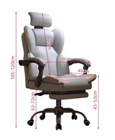 Fauteuil de bureau ergonomique de luxe en cuir blanc, confortable, inclinable et pivotant, design moderne pour usage domestique