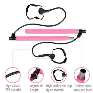 Barra per Esercizi Fitness Yoga Pilates <span class=keywords><strong>a</strong></span> 2 Sezioni con Fascia Elastica di Resistenza Regolabile - Product Image 5