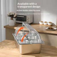Plateau de présentation de buffet en acier inoxydable double couche, isotherme pour la conservation de la fraîcheur des plats cuisinés, des aliments braisés et de la poudre de glace