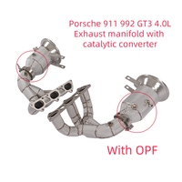 Colectores de escape de acero inoxidable para Porsche 992 GT3 4.0L OEM de alto flujo 200 celdas, diseño de carreras de longitud igualada, mejora de potencia