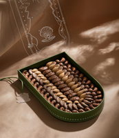 Boîtes cadeaux de luxe demi-cercle pour baklavas, coffret Ramadan, ensemble Eid, en cuir PU, boîte d'emballage personnalisée en acrylique transparent pour desserts et chocolats