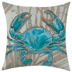 Ocean-Themed Linen Throw <b>Pillowcase</b> <b>Square</b> 18x18 Inch Vintage Print Washable Cushion Cover For Living Room Decor - Product Image 4