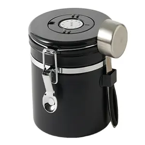 咖啡锡罐包装咖啡豆储存容器不锈钢金属茶罐包装，带日期指示器3418