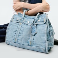 Sac fourre-tout en jean grande capacité pour femme, nouvelle collection automne 2026, avec fermeture éclair, en polyester, élégant, polyvalent et idéal pour les trajets quotidiens (OEM)