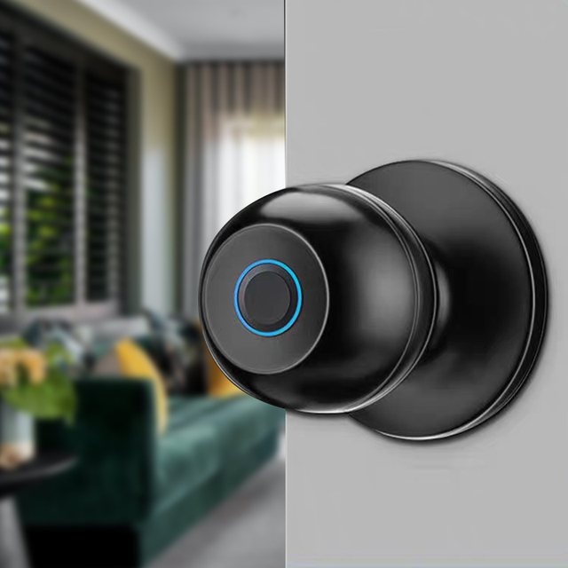 Keyless Indoor Wifi Intelligent Home Office Hotel Handle Room Fingerprint Entry Biometric Electronic Wooden Door Lock Smart Knob