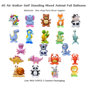 Ballons en aluminium 4D autoportants en gros, animaux (dinosaures, animaux marins, animaux de la ferme, animaux du zoo), pour décoration de fête d'<span class=keywords><strong>anniversaire</strong></span> d'enfants et de baby shower - Product Image 1