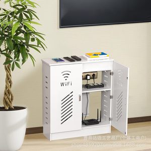 Caja de Almacenamiento para Router WiFi de Madera, de Doble Capa, con Gestión de Cables, Mueble para Sala de Estar, Color Blanco - Product Image 3