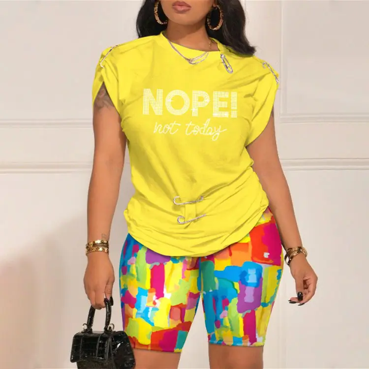 2023 New Arrivals atacado roupas produtos de verão tops femininos Moda Impressão Conjuntos das Mulheres 2 peça