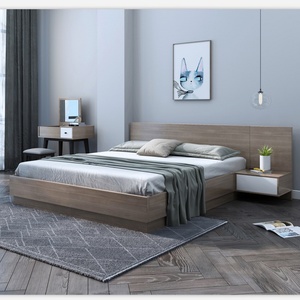 Lit double king size de luxe en bois fonctionnel avec tiroirs de rangement en mélamine et tête de lit – Mobilier de chambre moderne - Product Image 4