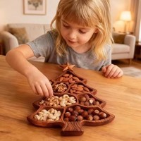 Nouveau Plateau de Service en Bois de Pin pour Noël, Plateau à Fruits et Snacks, Moderne, Peint par Pulvérisation, Forme Irrégulière, Motif Graines de Tournesol et Bonbons