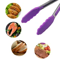 Pince de cuisine antiadhésive créative écologique en acier inoxydable pince à nourriture en silicone pour barbecue outils de cuisine à domicile