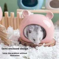 Nid d'igloo en céramique de dessin animé en gros abri de refroidissement maison pour hamsters hérissons planeurs en sucre ours d'or