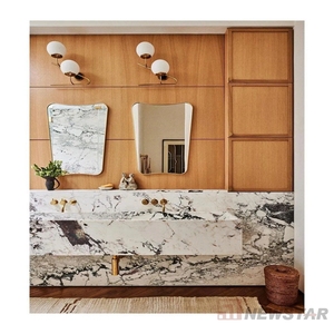 Style nordique maison bassin vanité alto dessus en marbre vanité avec armoire lavabo de salle de bain - Product Image 2