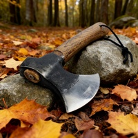 Hache tactique en acier au carbone avec manche en bois, qualité industrielle DIY pour le camping, la survie et la coupe du bois en foresterie