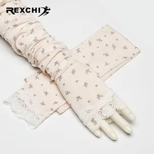 REXCHI ถุงมือแฟชั่นเซ็กซี่แบบยุโรปและอเมริกา,ถุงมือชุดเจ้าสาวผ้าลูกไม้ถุงมือยาวแบบไม่มีนิ้วปี FSLS10