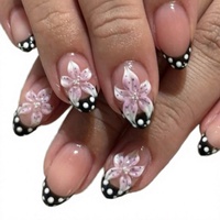 Autocollants pour ongles avec faux ongles en forme d'amande, style français transfrontalier, style court