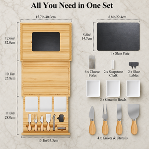Ensemble cadeau de planches de charcuterie extra larges de haute qualité ensemble de plateau de fromage et de couteau en bambou plateau de fromage de viande fraîche <span class=keywords><strong>Forf</strong></span> Home - Product Image 3