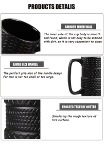 Wholesale Cool 430ml Black Custom Ceramic Tire 3D Tyre Coffee <strong>Mug</strong> for <strong>Man</strong> Father's Day Gift Auto Companies Promotion - Product Image 3