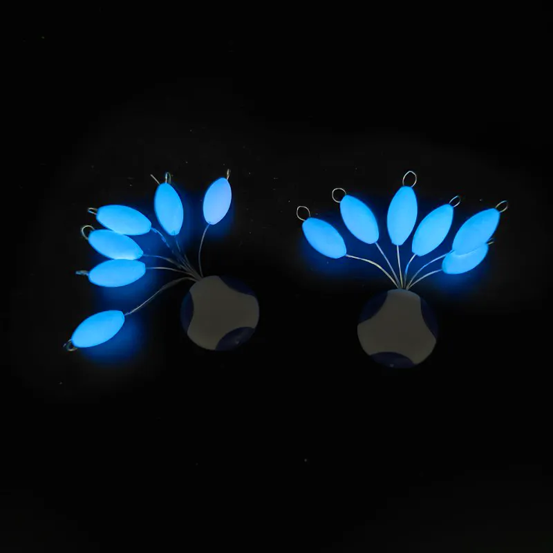 Luminous Blue Oval Shape Grip Parar Pesca Flutuante Brilhando No Azul Escuro