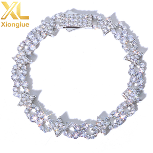 Brazalete de Lujo Estilo Hip-Hop con Moissanita de 12mm, Chapado en Rodio, Plata de Ley 925, Diseño de Cadena de Estrella de 8 Puntas con Engaste de Garra, Joyería Unisex - Product Image 6