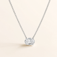 Collier en argent sterling 925 avec pendentif solitaire ovale en moissanite à 4 griffes, certifié GRA, pour femmes
