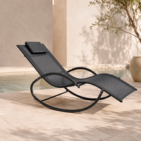 Chaise longue inclinable en métal HOMFUL pour extérieur, chaise longue en maille pour jardin, patio, bord de piscine, chaise de relaxation