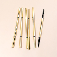 Crayon à sourcils doré 2-en-1 imperméable, personnalisé, longue tenue, fin, 6 couleurs, végétalien, marque privée, vente en gros de cosmétiques