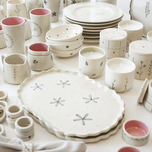 Service de vaisselle en céramique simple, blanc uni, pour la maison, la cuisine, le restaurant, l'hôtel, le café, la salle à manger, le service - Product Image 1
