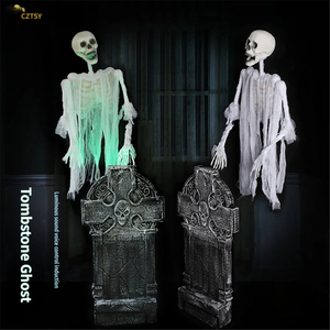 Accesorios decorativos de Halloween para casa de terror: Fantasma de lápida con inducción, secreto de la cámara de la casa embrujada y <span class=keywords><strong>esqueleto</strong></span> vocal - Product Image 3