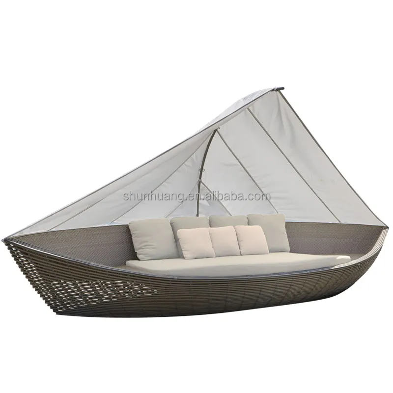Factory poolside wicker lounge bed outdoor rattan sun bed