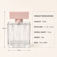 Botol Parfum Kaca Persegi 100ml Motif Garis Vertikal Wadah Aroma Bening Tutup Pink Kemasan Logo Kustom