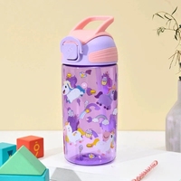 Bouteille d'eau sport pour enfants 550 ml, sans BPA, écologique, réutilisable, avec paille et poignée, motif dessin animé, personnalisable, haute réputation